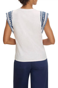 Nic + Zoe - Lacy Scallop-Trimmed Sleeves top