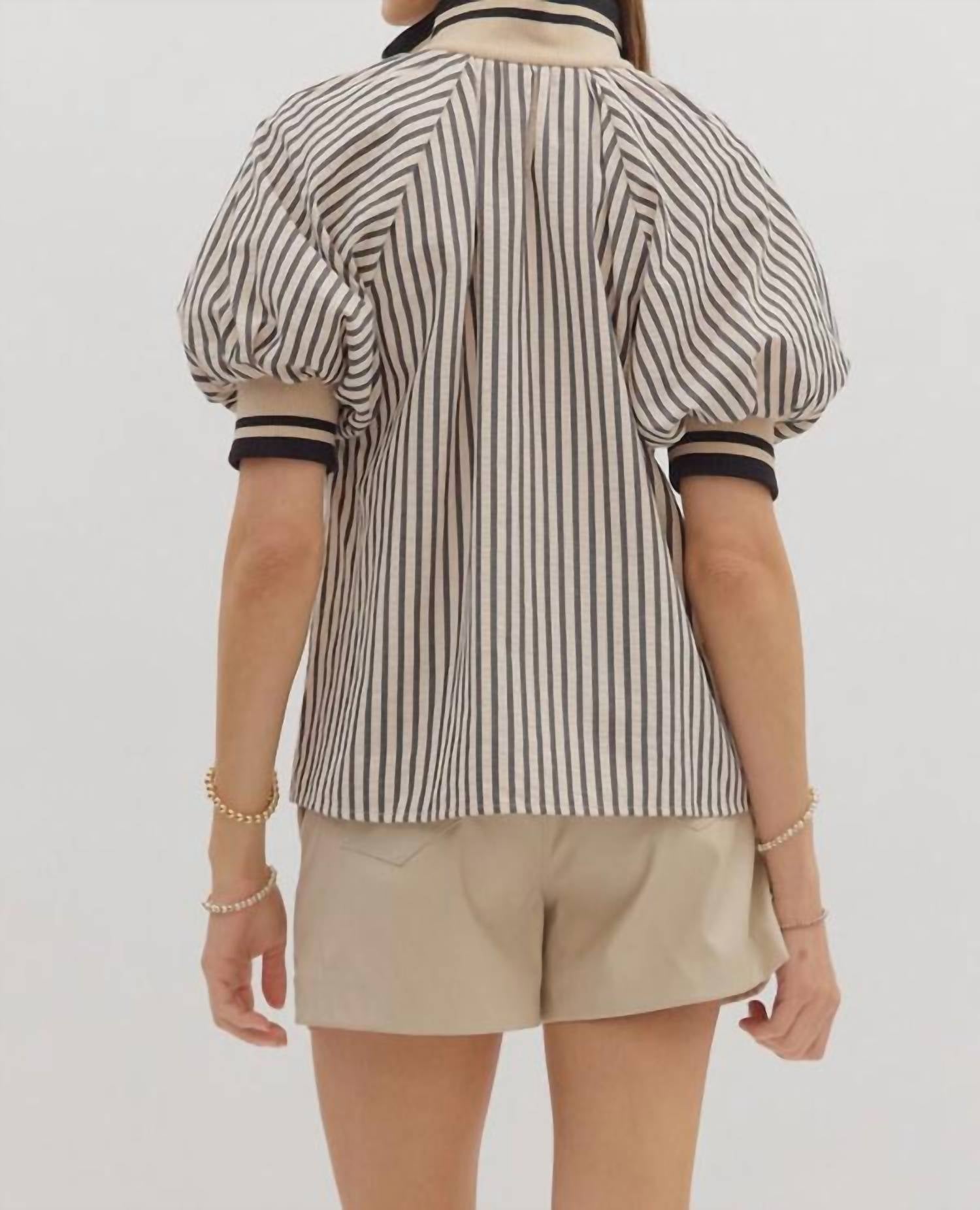 entro Striped Notion Blouse in multi - women's blouse - detail view