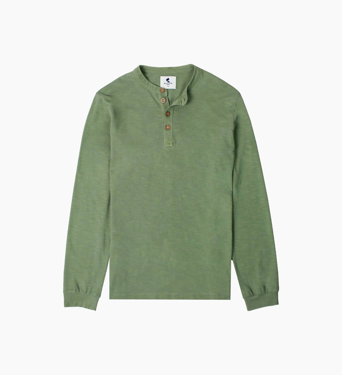 Sea Culture - Tea-dyed Long Sleeve Henley Shirt