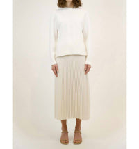 SIMKHAI Valor Midi Chevron Pleated Skirt in ivory - women's skirt