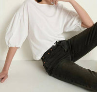 Nation LTD Women's Sandra Boatneck Top in white - women's shirt - alternate view