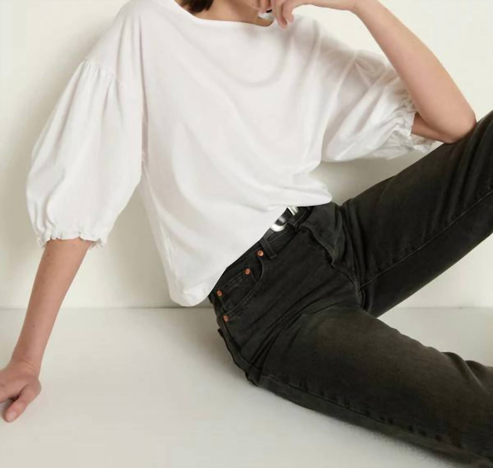 Nation LTD Women's Sandra Boatneck Top in white - women's shirt - alternate view