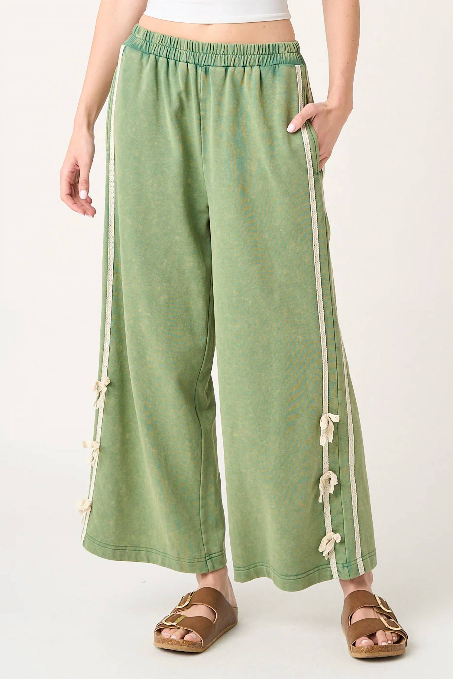 Mittoshop - Matcha Creamed Wide Leg Pants