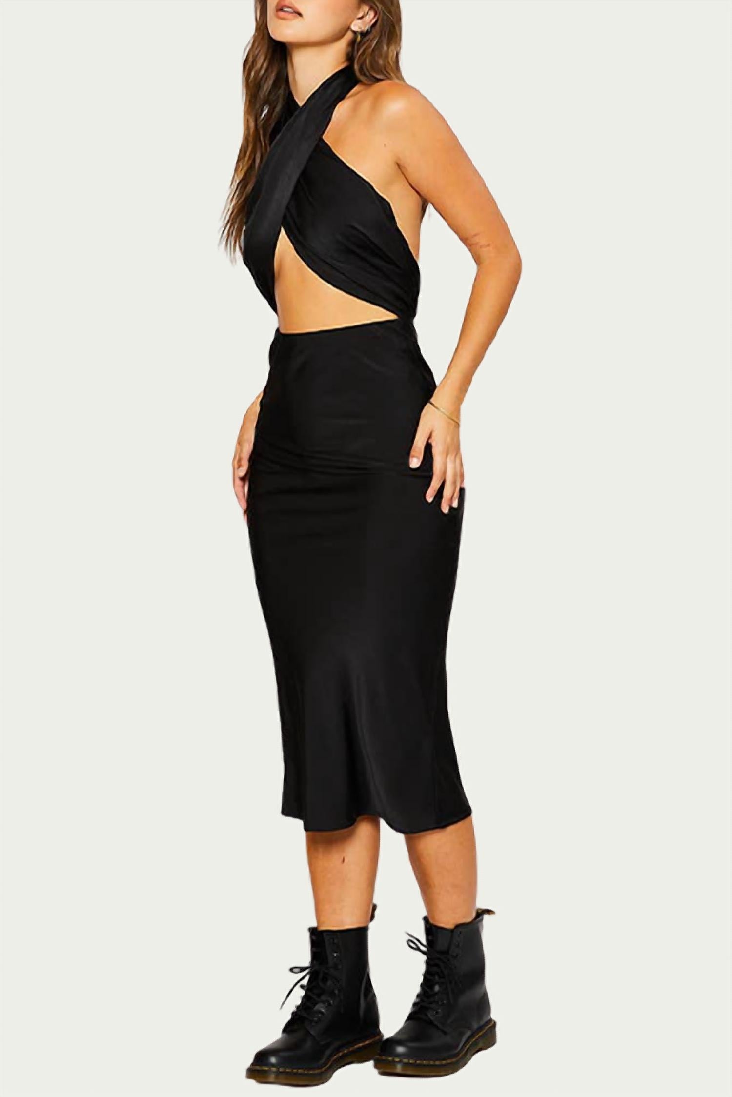 Pretty Garbage - OPEN-BACK CROSSED SATIN MIDI DRESS