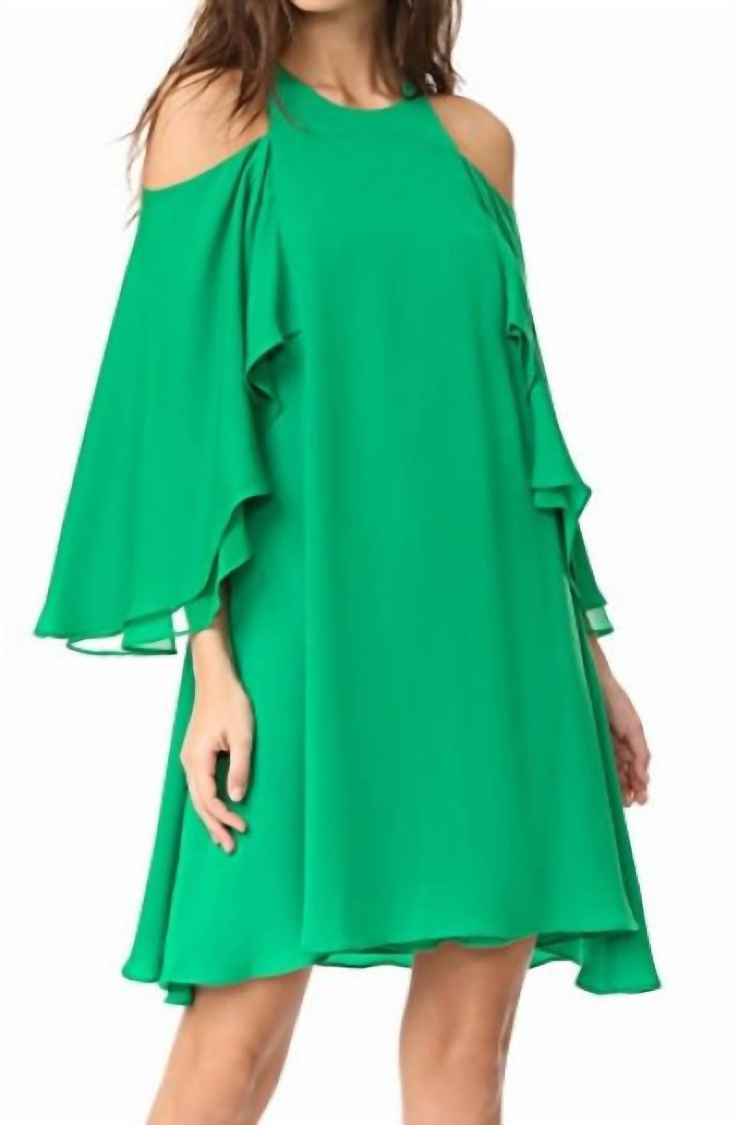 Halston Heritage - Cold Shoulder Ruffle Dress
