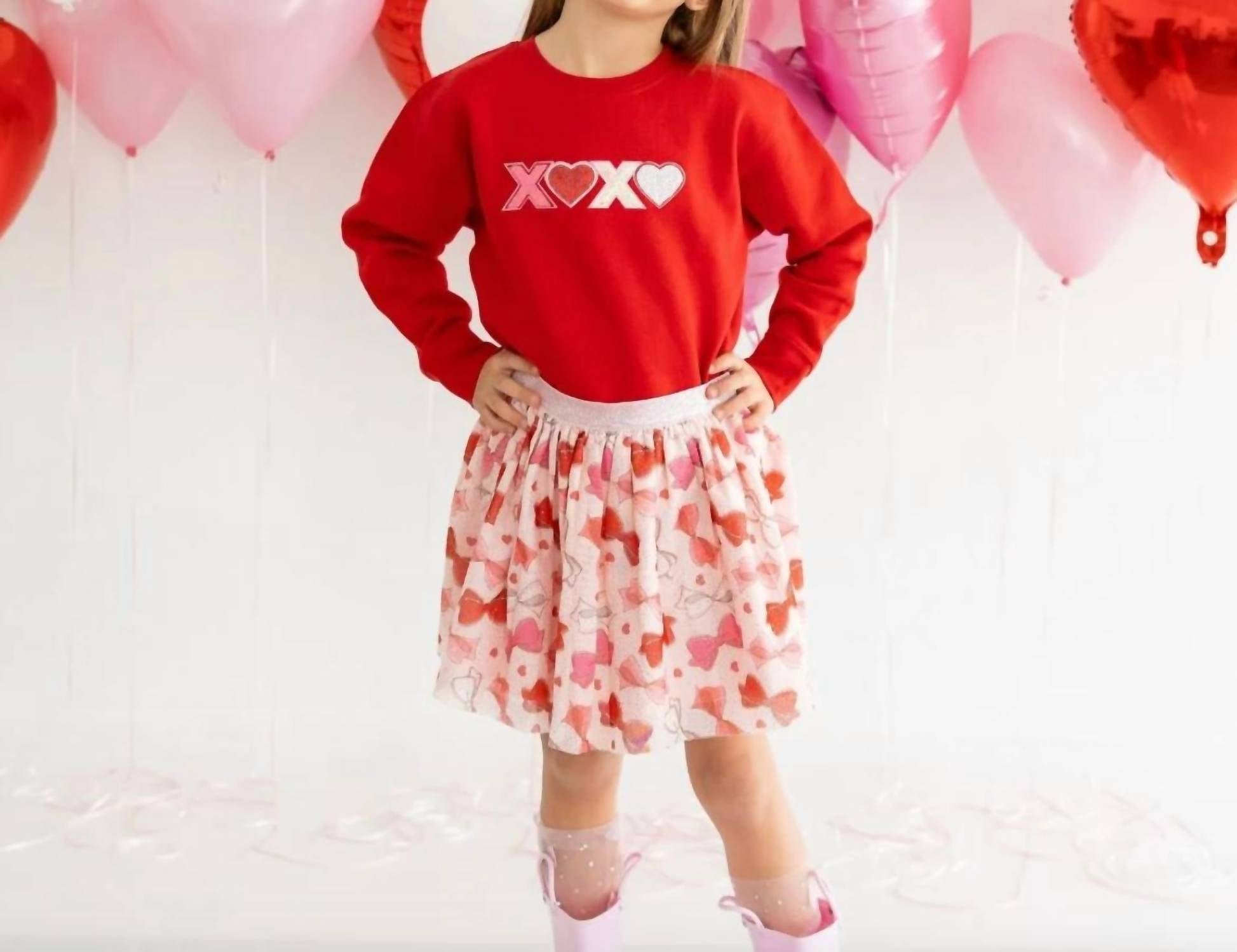 Sweet Wink - Girl's Xoxo Sequin Patch Valentine's Day Sweatshirt