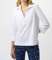 Joseph Ribkoff - Zip Front Stretch Poplin Top
