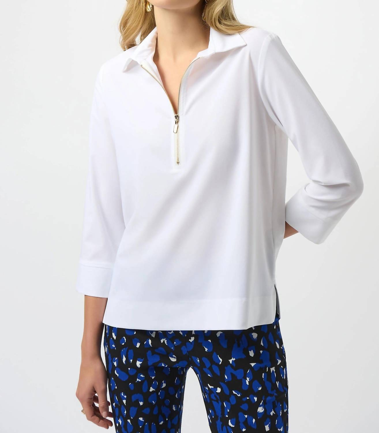 Joseph Ribkoff - Zip Front Stretch Poplin Top