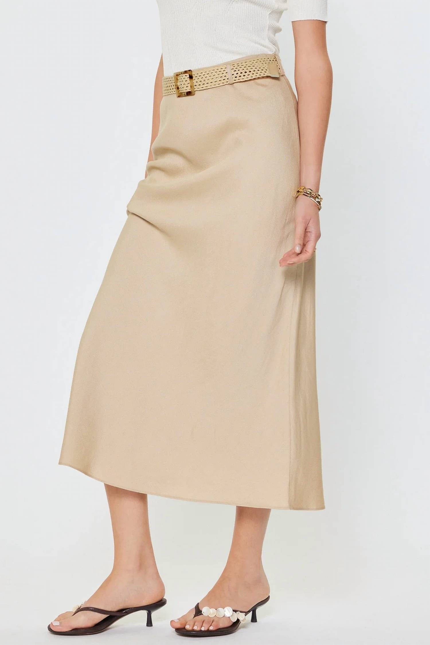 Current Air - Crystal Linen Blend Midi Skirt