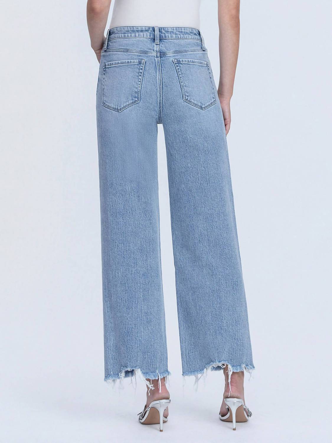 Vervet By Flying Monkey - Mid Rise Frayed Hem Ankle Wide Leg Jeans
