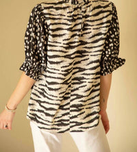 Voy - Mix Match Puff Sleeve Top