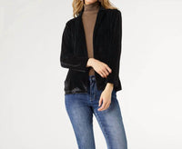 COCO + CARMEN Penny Velour Open Cardigan in black - women's cardigan