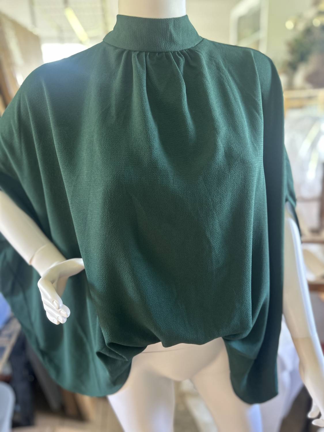 Before You - Women's Crepe Mock Neck Back Neck Tie Top