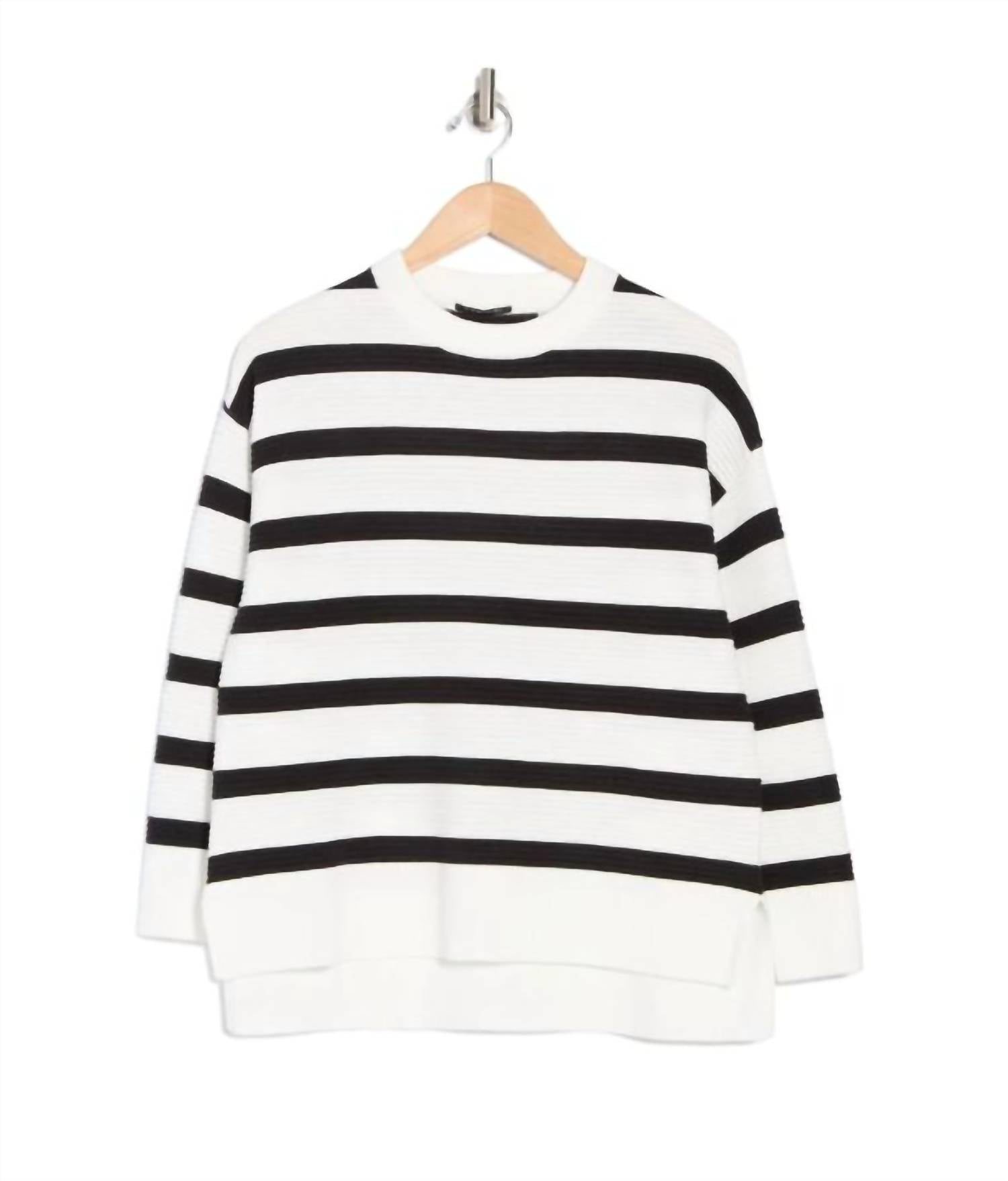 T Tahari - Striped Crewneck Sweater