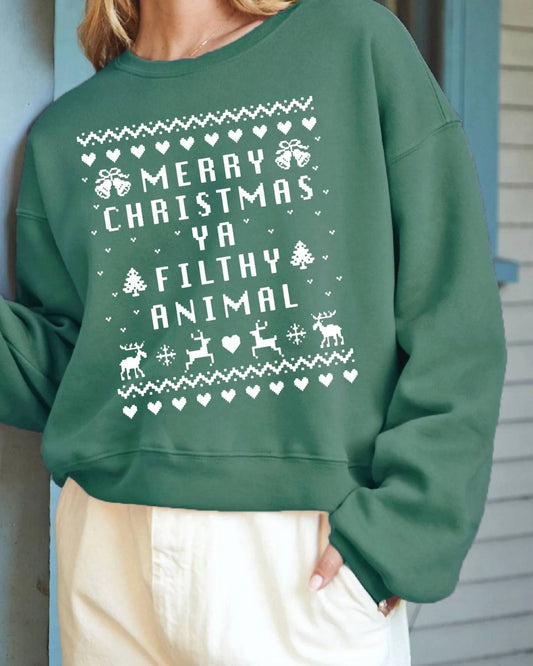 Oat Collective - Merry Christmas Ya Filthy Animal Sweatshirt