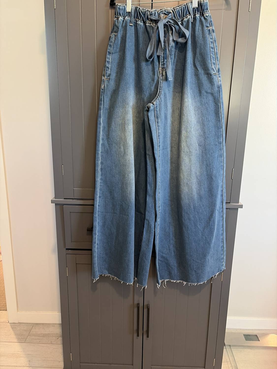 Easel - Women's Wide Leg Paper Bag Texture Pants