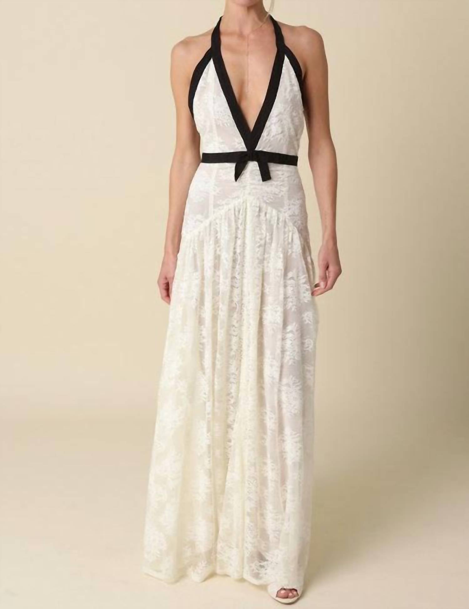 OLIVACEOUS Olivia Lace Maxi Dress in white - women's dress