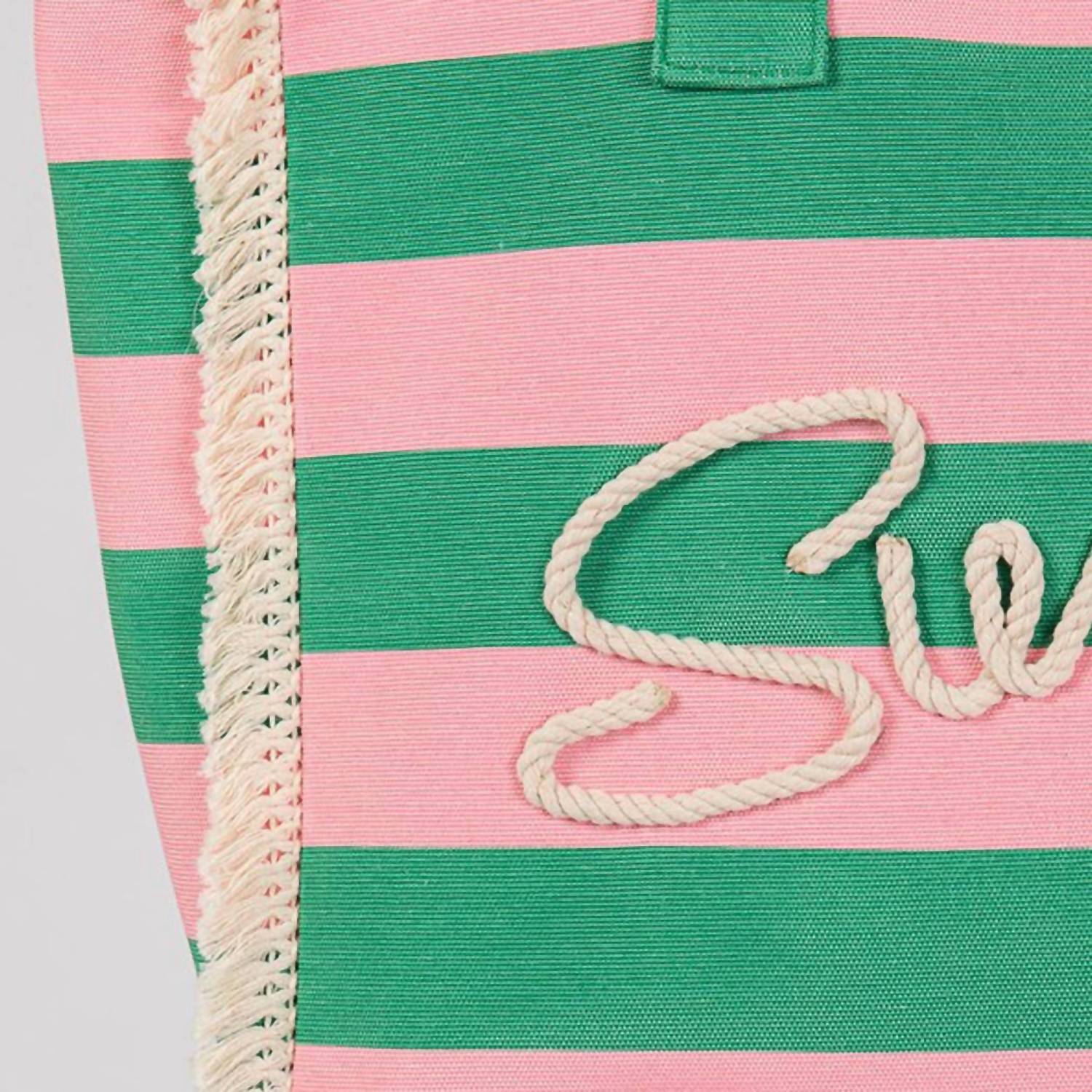 3Am By H&D Accessories - Women's Striped Rope Fringe Summer Tote Bag