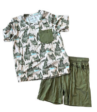 Laree + Co. - Kid's Samuel Woodland Animals Bamboo Youth Tee & Shorts Set