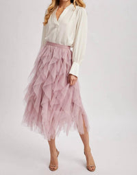Bluivy - Spiral Ruffled Tulle Midi Skirt