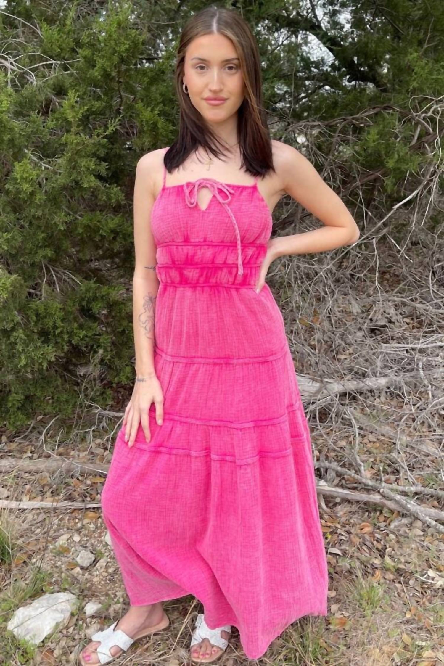 She + Sky - Cami Washed Gauze Tiered Dress