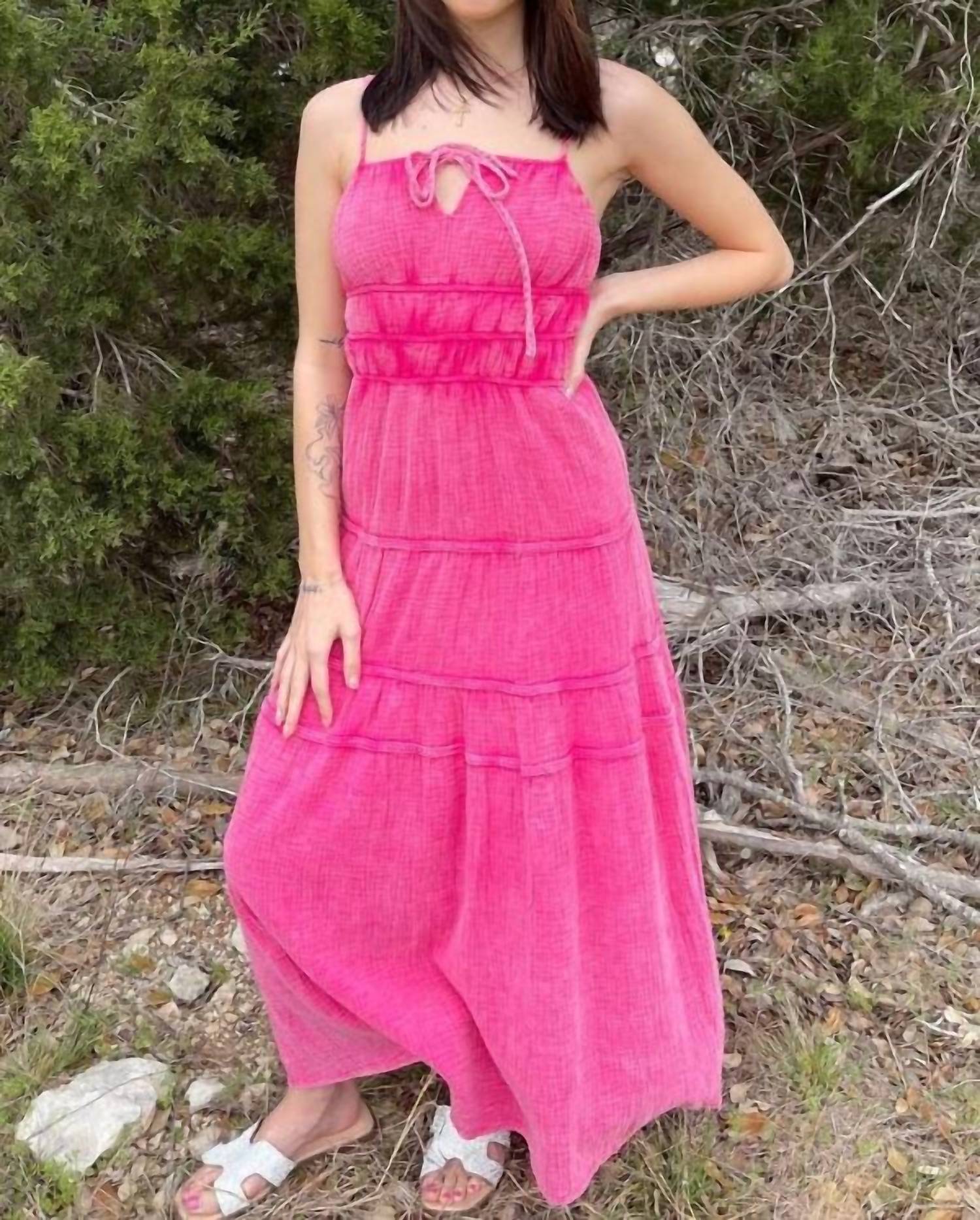 She + Sky - Cami Washed Gauze Tiered Dress