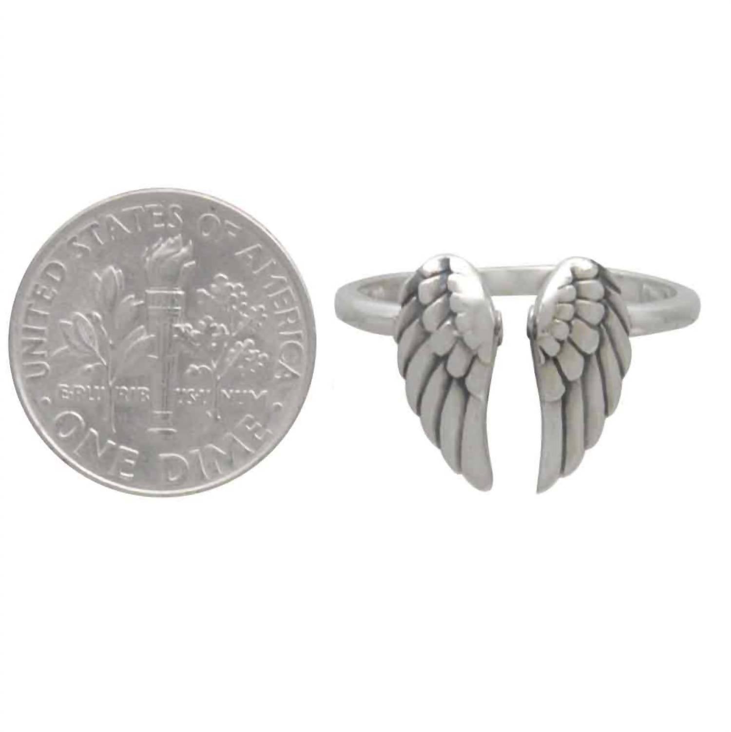 Nina Women's Artisan Angel Wing Ring in silver - women's jewelry - alternate view