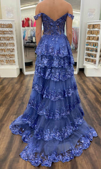 Sherri Hill Women's Sequin Corset Gown in periwinkle - women's dress - detail view