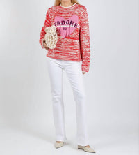 Oui J'adore Sweater in red white - women's sweater - view 4