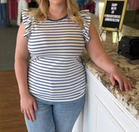 Another Love - Harbor Stripe Ruffle Sleeve Top