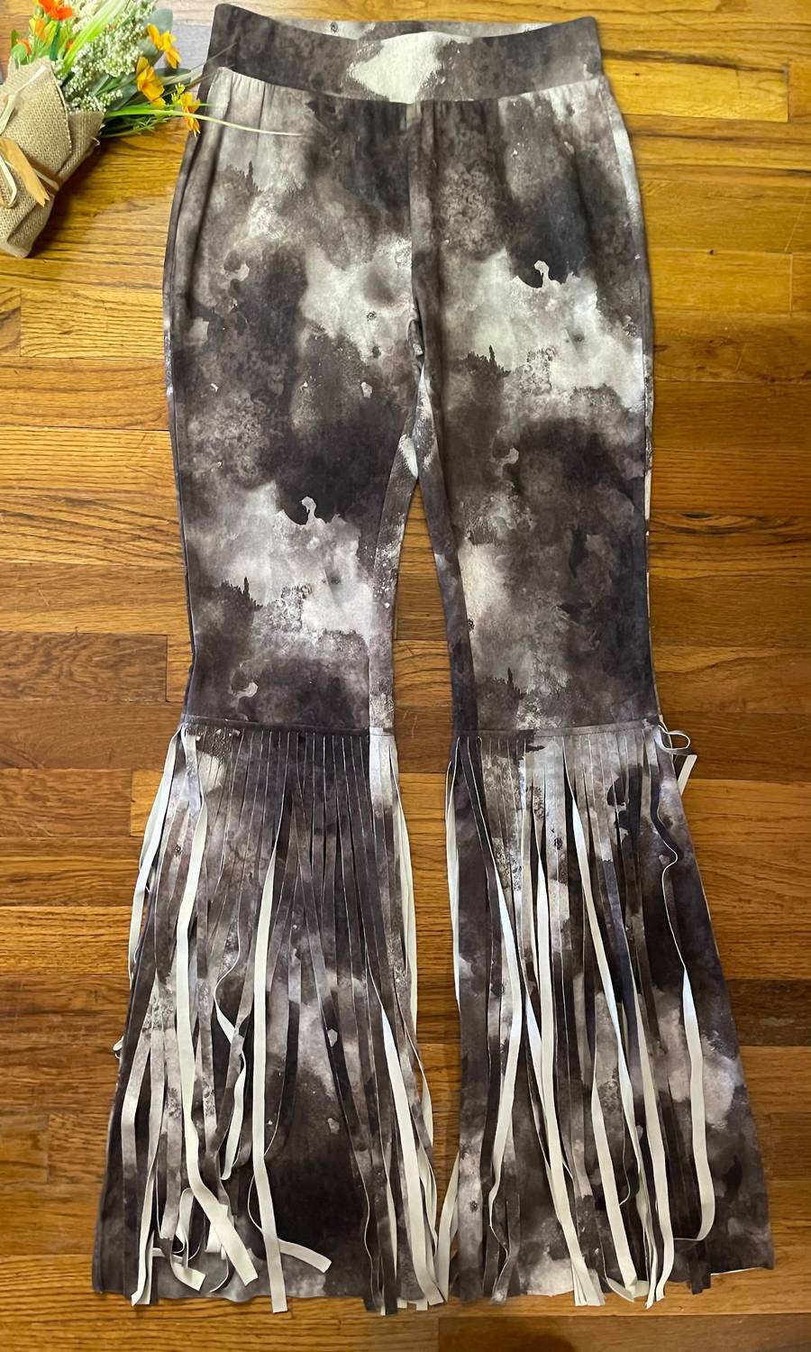Faux Suede Fringe Bell Bottoms