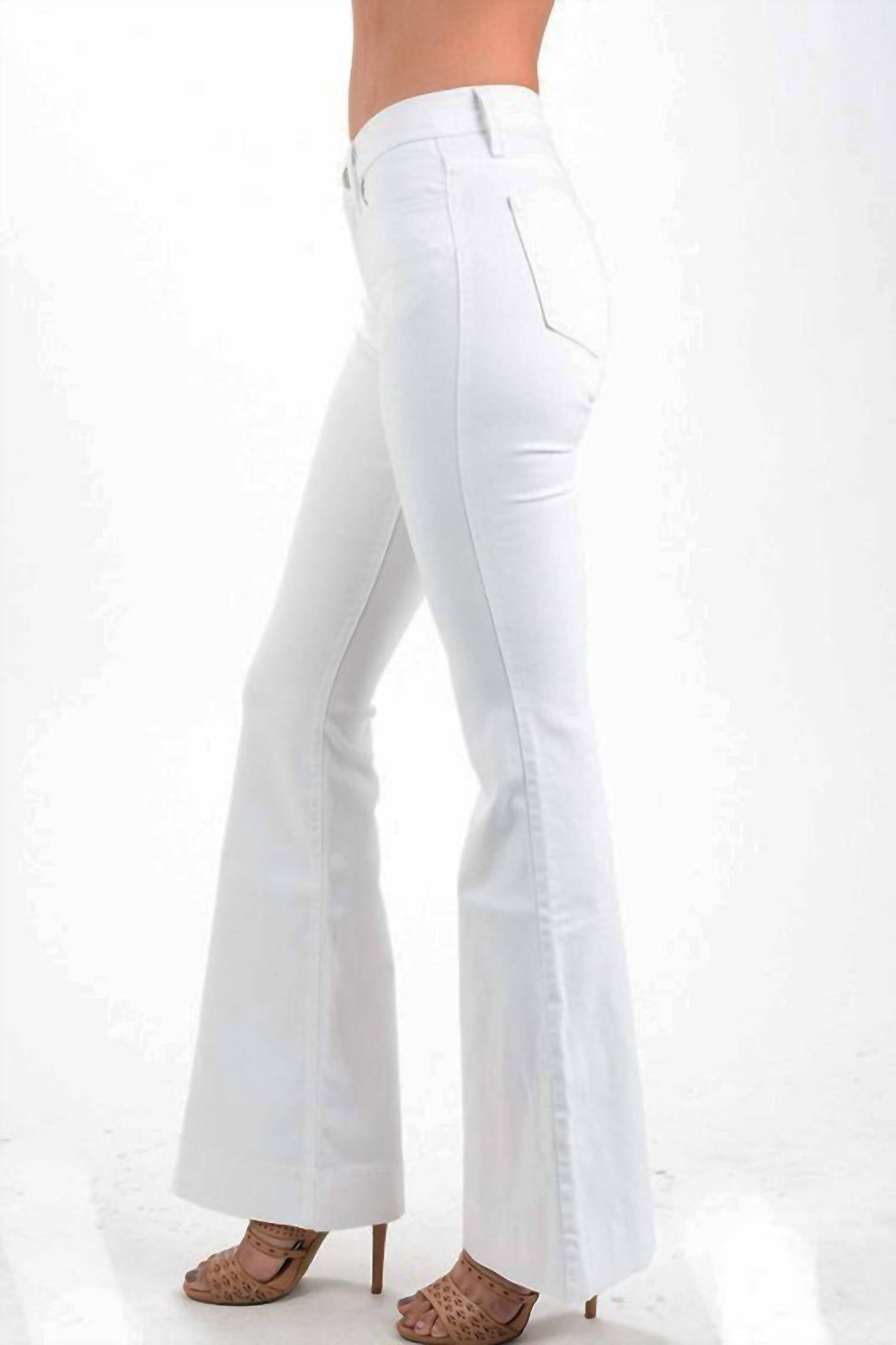 Judy Blue Cher Boho Bell Bottom Jeans in white - women's jeans - alternate view