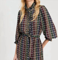 Vilagallo - Geo Circle Stripe Midi Dress