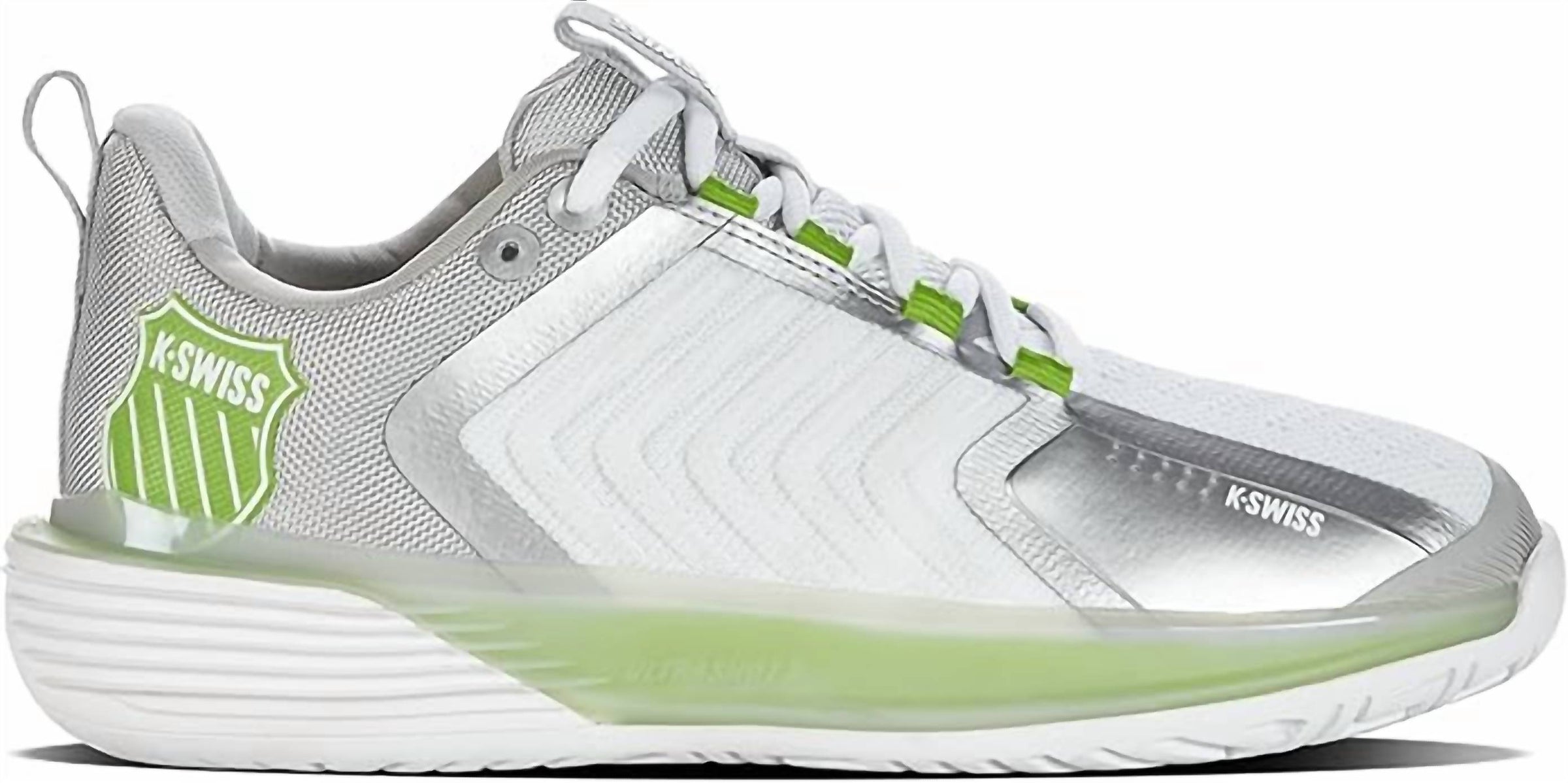 K-Swiss Women's Ultrashot 3 Grass Tennis Shoe in white gray violet lime green - women's shoe