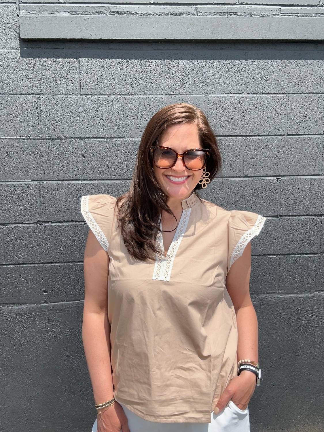 Flying Tomato - Alexa Solid Woven Top