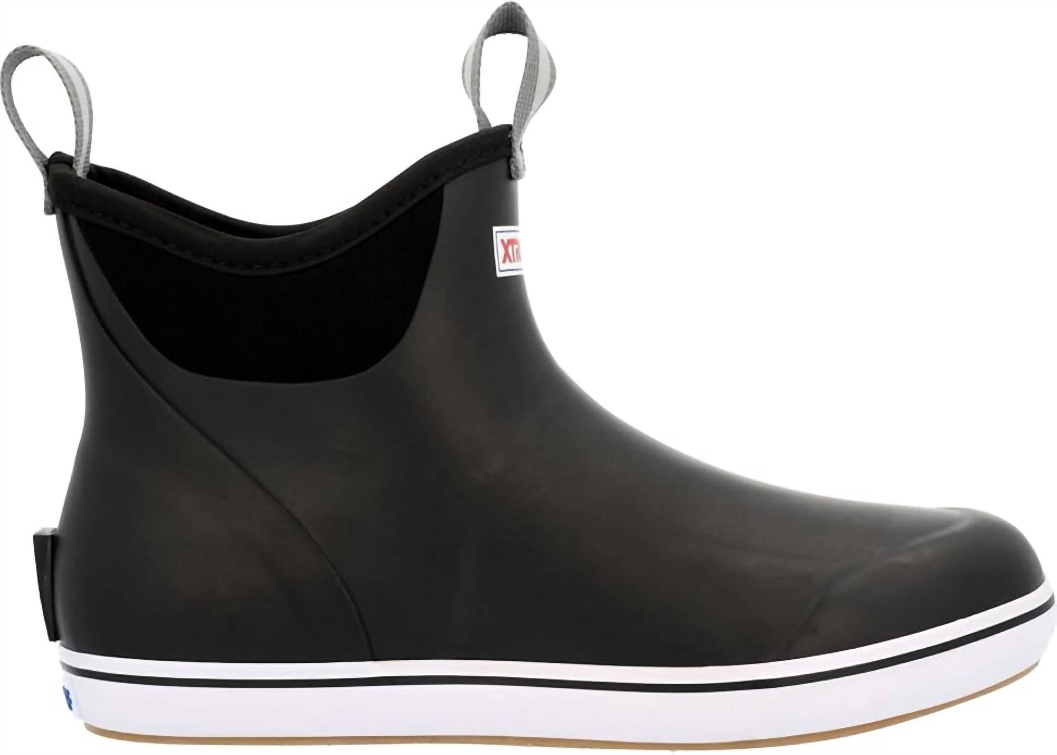 XTRATUF Women's Leather Ankle Deck Boot in black - women's shoe