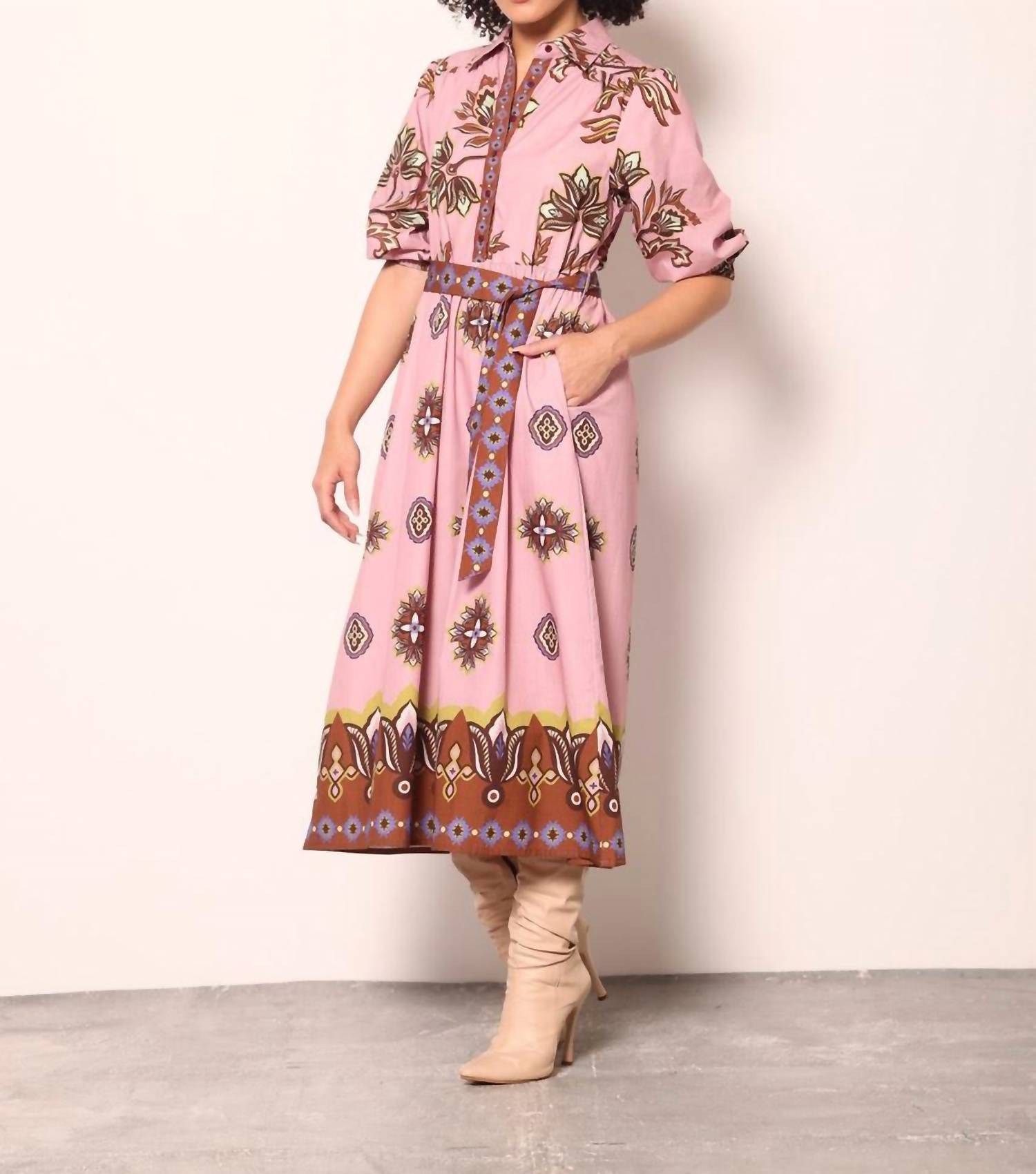 maude vivante Remi Midi Dress in floral motifs - women's dress - detail view