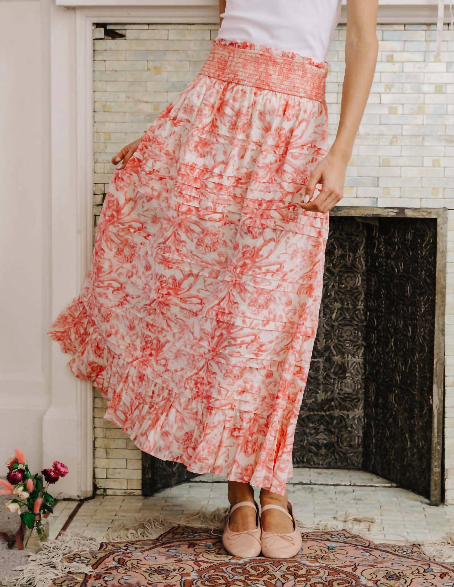 LOVE THE LABEL Easy Slip On Midi Skirt in joni print - women's skirt - alternate view