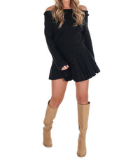 Mable - Daily Soft Off Shoulder Mini Sweater Dress