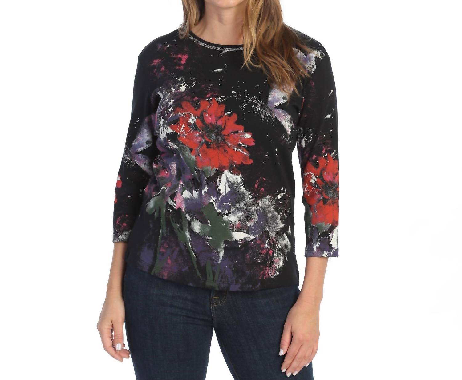Jess & Jane - Passion Printed Cotton Top - Plus