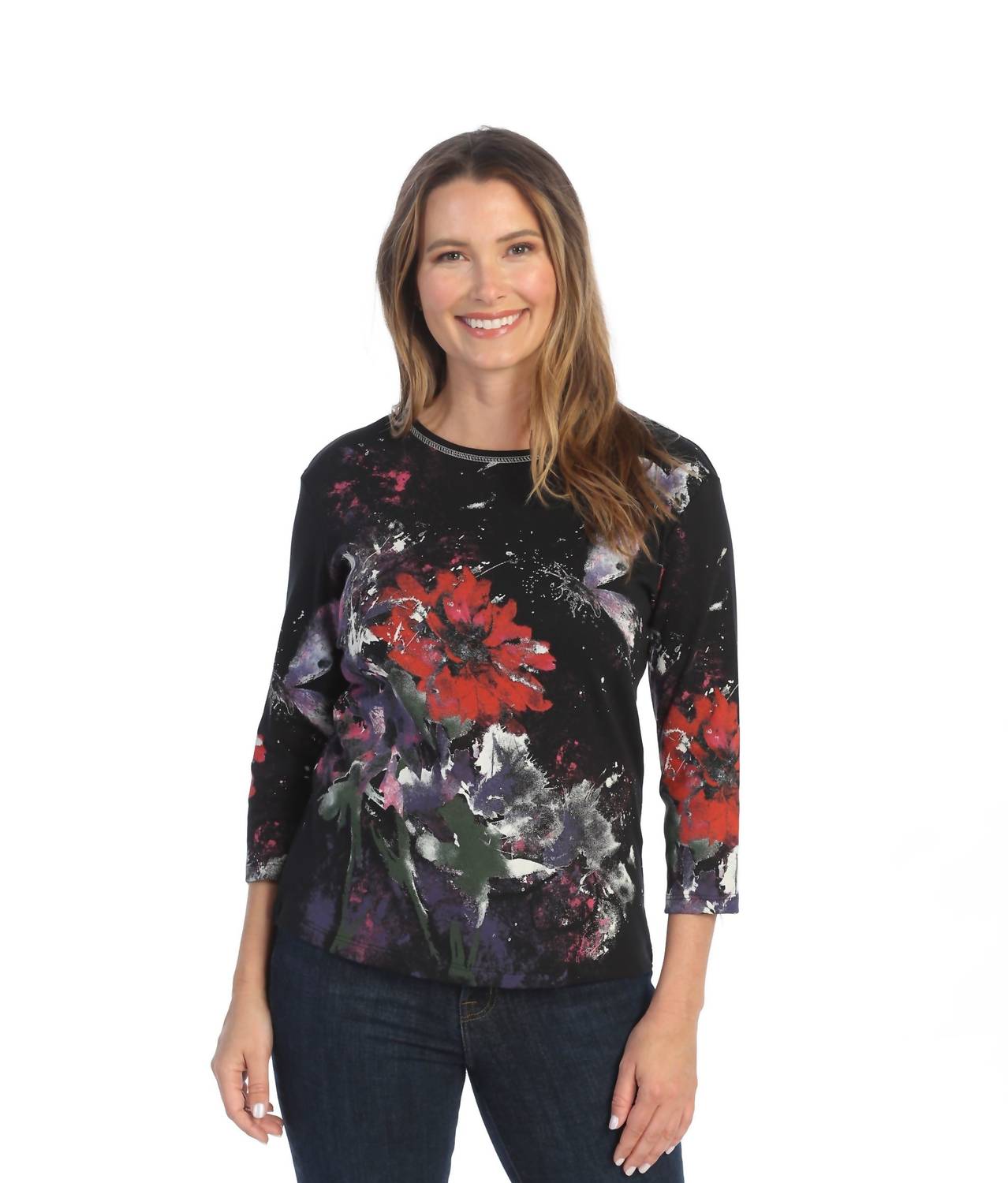 Jess & Jane - Passion Printed Cotton Top - Plus