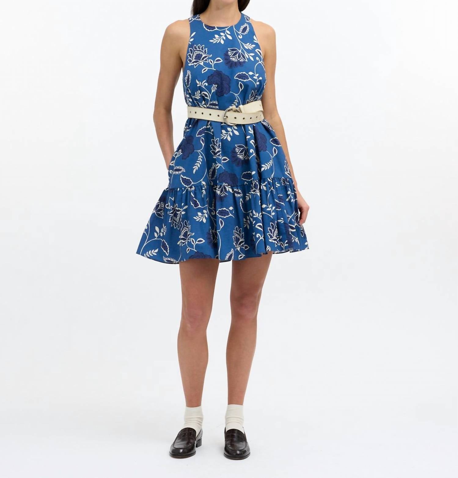 Tanya Taylor - Jessie Mini Dress Xs / French Blue and Cream Tanya Taylor - Jessie Mini Dress Xs / French Blue and Cream