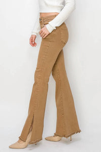 Risen - High Rise Side Slit Flare Pants