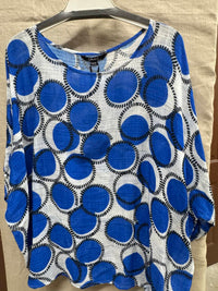 CHARLIE B Women's Side Tie Top in royal tennis ball prt - women's blouse