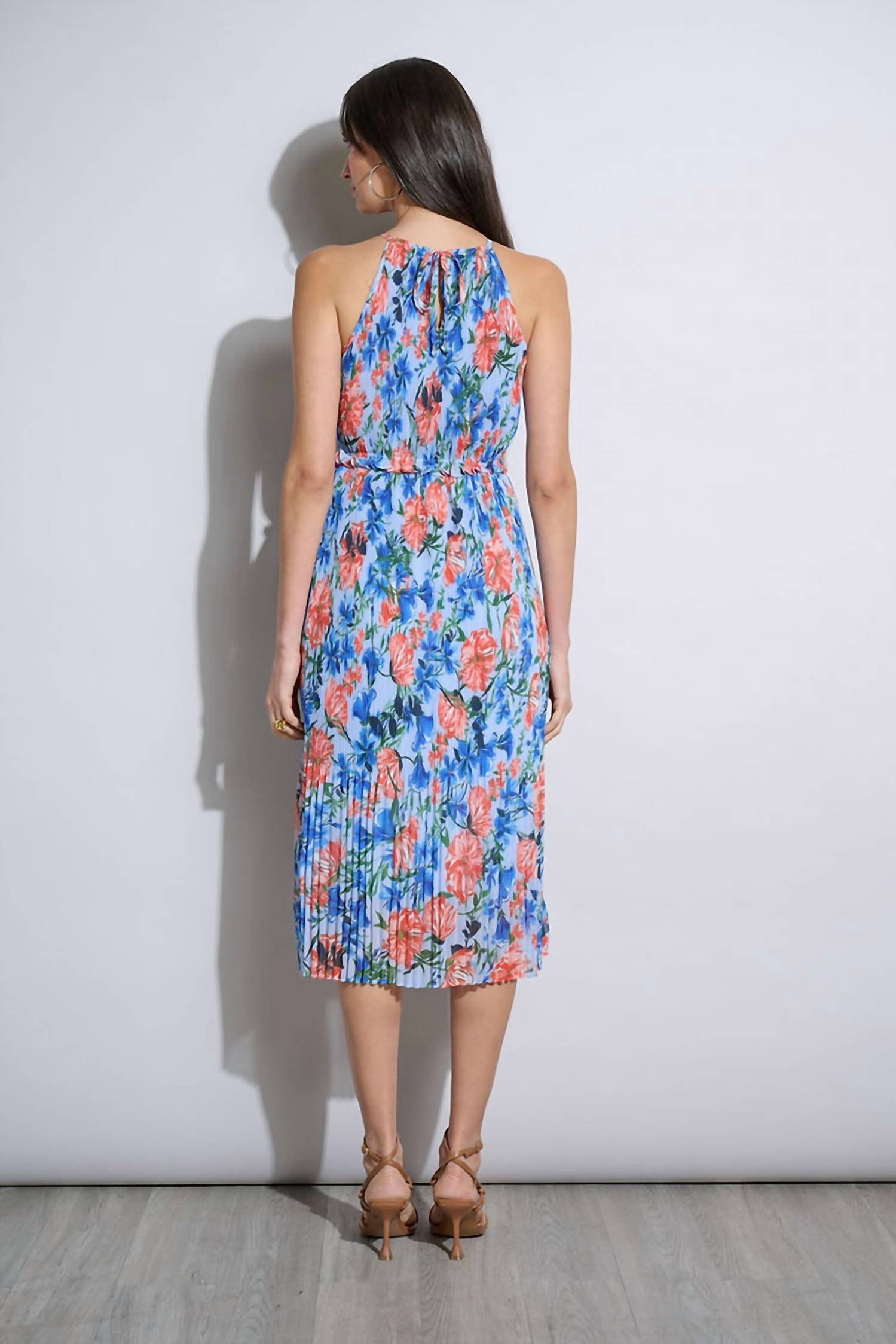 Elie Tahari - Floral Halter Pleated Midi Dress