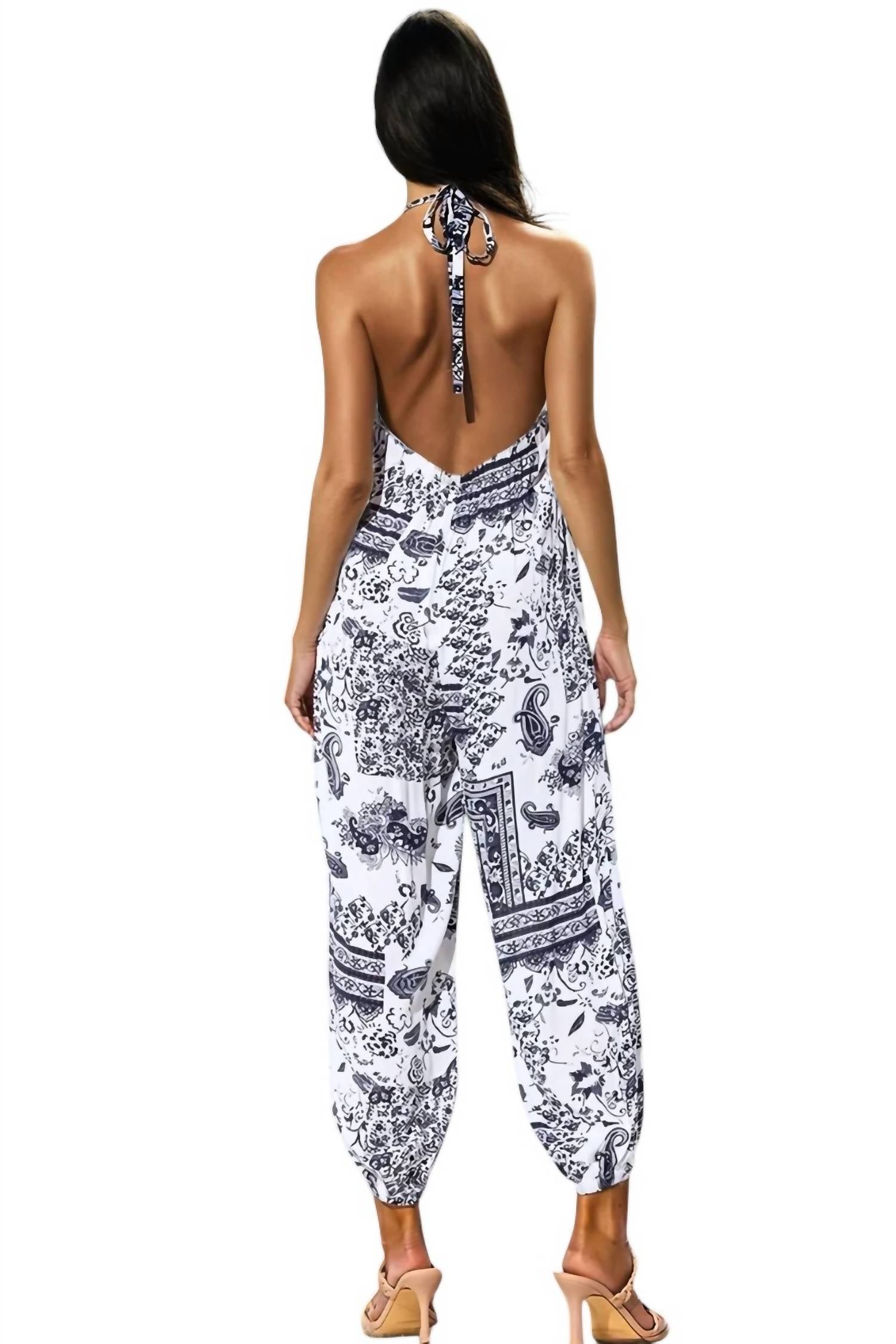 Mustard Seed - Riley Paisley Print Halter Jumpsuit