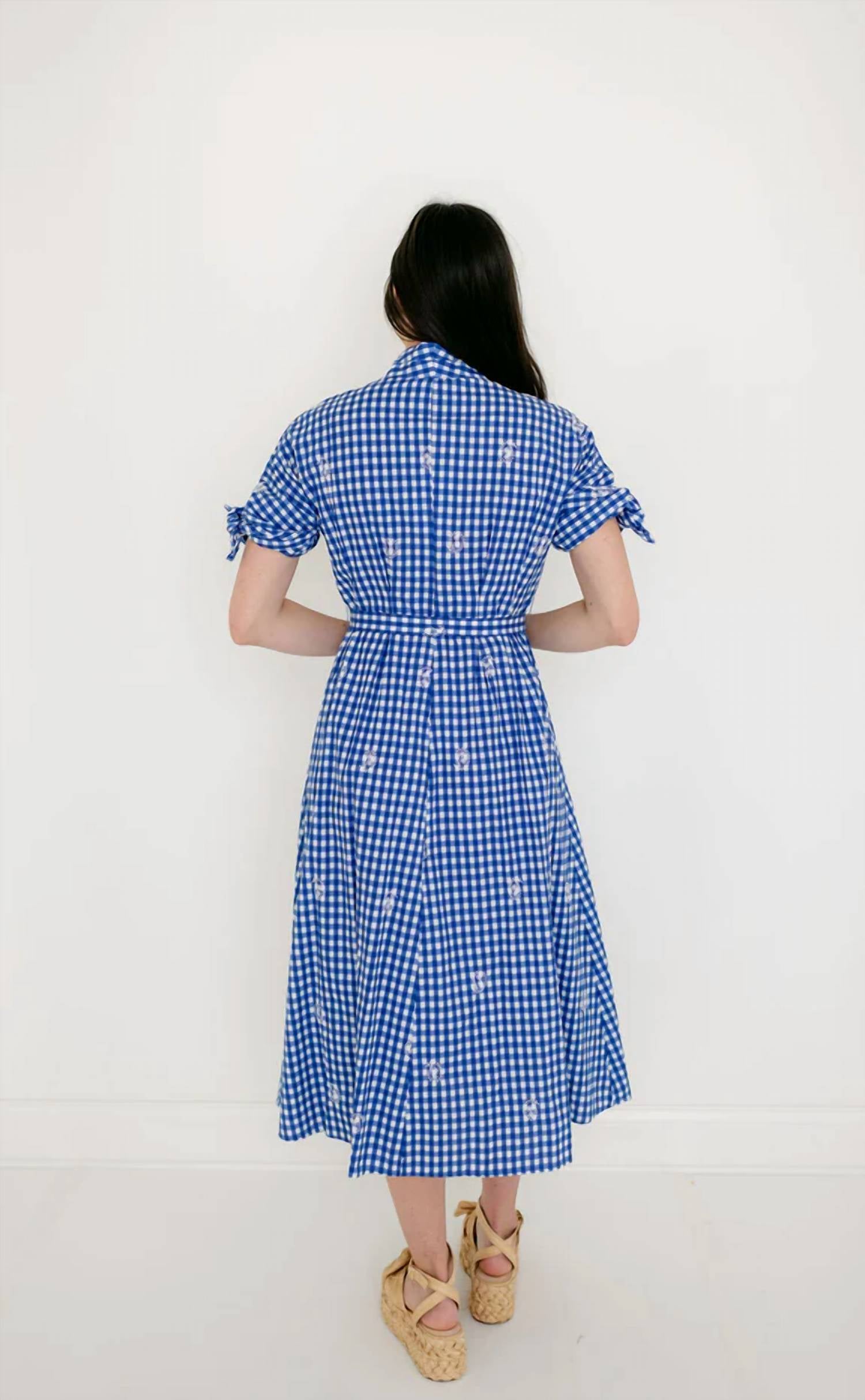 Meet Me In Santorini - Gingham Print Midi Dress