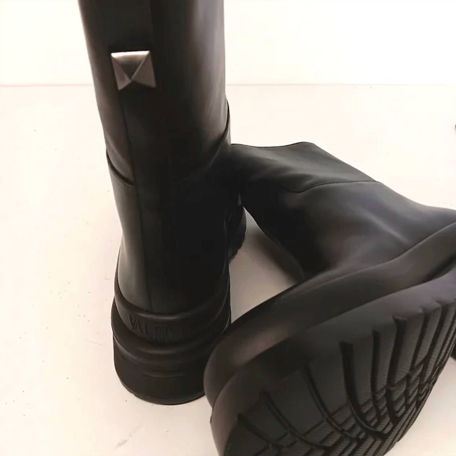 Valentino Garavani Men's Rockstud Almond Toe Ankle Boots in black - men's boots - view 8