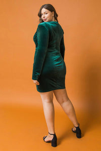 FLYING TOMATO A Plus Size Velvet Mini Dress in green - women's dress - alternate view
