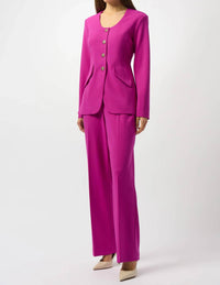 Joseph Ribkoff - Pleated Pull On Wide Leg Trouser Pant